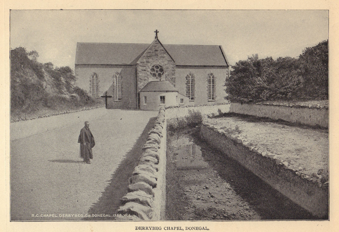 Derrybeg Chapel, Donegal. Ireland 1905 old antique vintage print picture